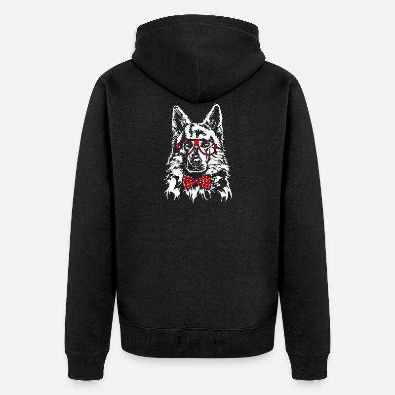 WEISSER SCHWEIZER SCHÄFERHUND Hund Brille Wilsigns - Unisex Premium Bio Zip Hoodie - Schwarz