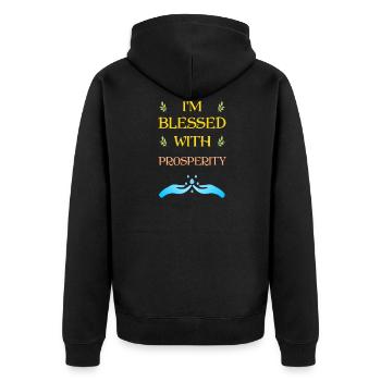 I'm blessed with prosperity - Earthday - Unisex Premium Organic Zip Hoodie - black - Back - Nico (187cm)