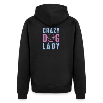 Crazy Dog Lady - Unisex Premium Organic Zip Hoodie - black - Back - Nico (187cm)