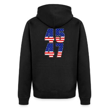 45 47 American Politics USA - Unisex Premium Organic Zip Hoodie - black - Back - Nico (187cm)