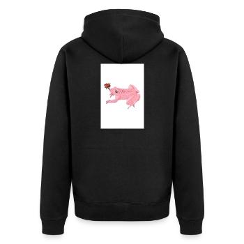 Pink frog with flower - Unisex Premium Organic Zip Hoodie - black - Back - Nico (187cm)