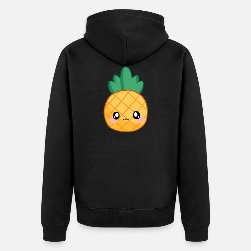Ananas Kawaii doux - Veste à capuche bio Premium Unisexe - noir