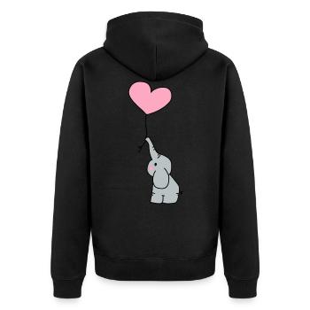 Elefant Herz Luftballon - Unisex Premium Bio Zip Hoodie - Schwarz - Hinten - Nico (187cm)