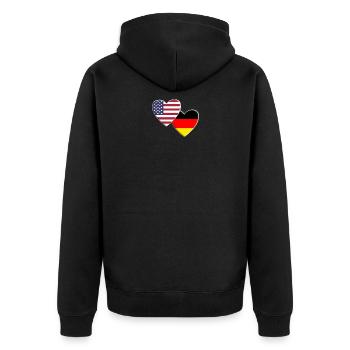 USA Amerikanisch Deutsch Deutschland Deutschland Flagge - Unisex Premium Bio Zip Hoodie - Schwarz - Hinten - Nico (187cm)