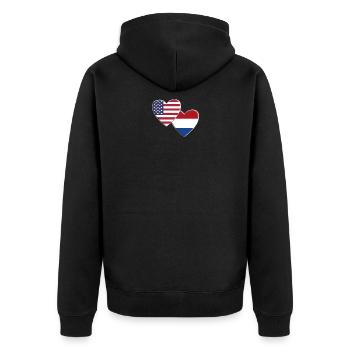 États-Unis Américain Pays-Bas Drapeau néerlandais Patriotique - Veste à capuche bio Premium Unisexe - noir - Dos - Nico (187cm)