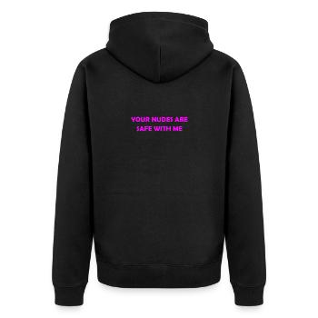 Deine Geheimnisse, mein Schweigen - Unisex Premium Bio Zip Hoodie - Schwarz - Hinten - Nico (187cm)