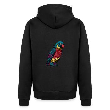 Papagei - Unisex Premium Bio Zip Hoodie - Schwarz - Hinten - Nico (187cm)