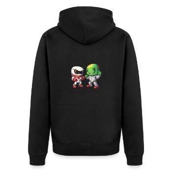 Alien vert et astronaute: Bro Fist dans l’espace - Veste à capuche bio Premium Unisexe - noir - Dos - Nico (187cm)