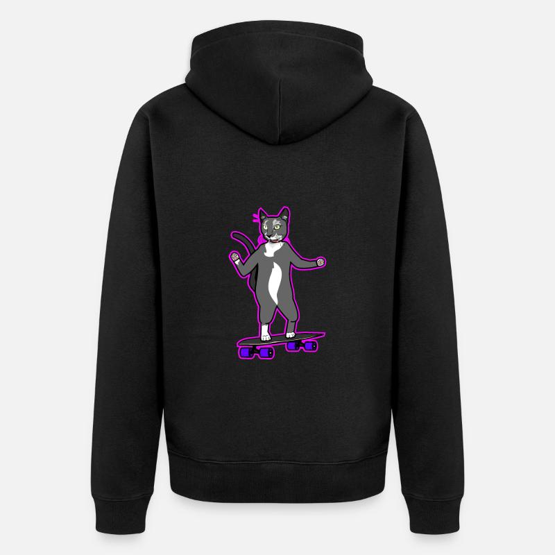 Cool chat longboard en rose - Veste à capuche bio Premium Unisexe - noir