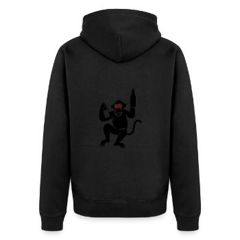 Affe Bier - Unisex Premium Bio Zip Hoodie - Schwarz - Hinten - Nico (187cm)