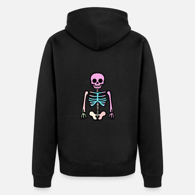 Skelett Halloween Comic - Unisex Premium Bio Zip Hoodie - Schwarz