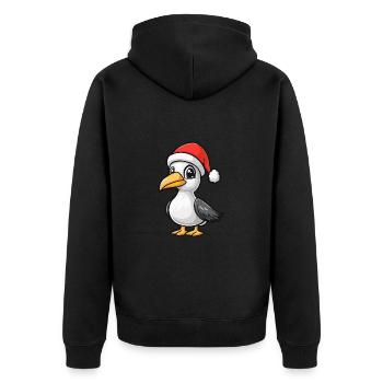 Pelikan Vogel Weihnachten Christmas - Unisex Premium Bio Zip Hoodie - Schwarz - Hinten - Nico (187cm)