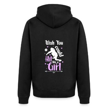 Volleyball Player Training - Unisex Premium Organic Zip Hoodie - black - Back - Nico (187cm)