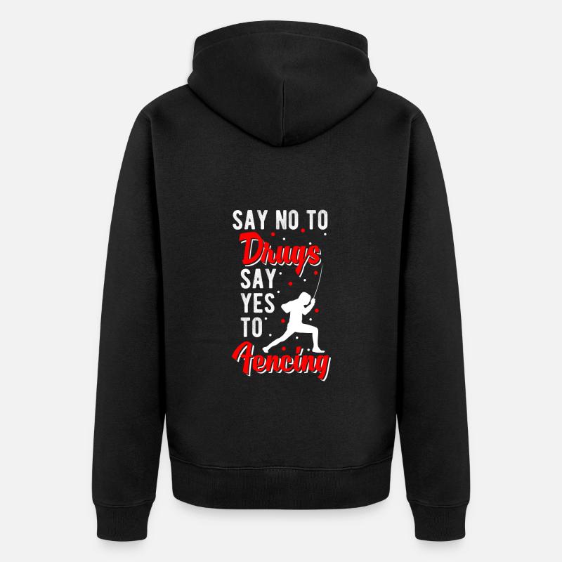Fechten Säbel - Unisex Premium Bio Zip Hoodie - Schwarz