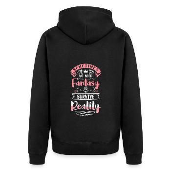 Fairy Tale Daughter Unicorn - Unisex Premium Organic Zip Hoodie - black - Back - Nico (187cm)