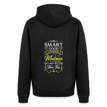 Briefträger Paketzusteller Briefe Briefbote - Unisex Premium Bio Zip Hoodie - Schwarz - Hinten - Nico (187cm)