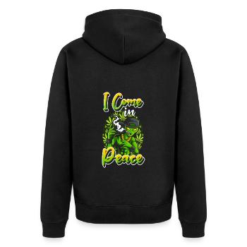 Ufo Weltall Universum - Unisex Premium Bio Zip Hoodie - Schwarz - Hinten - Nico (187cm)