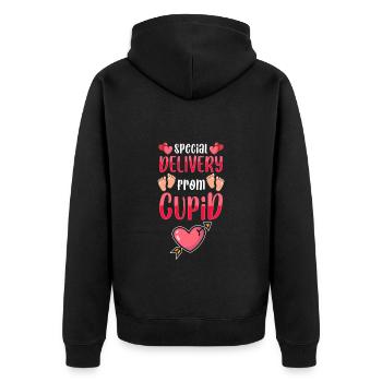 Babybauch Mutter Werdende Mutter Nachwuchs - Unisex Premium Bio Zip Hoodie - Schwarz - Hinten - Nico (187cm)