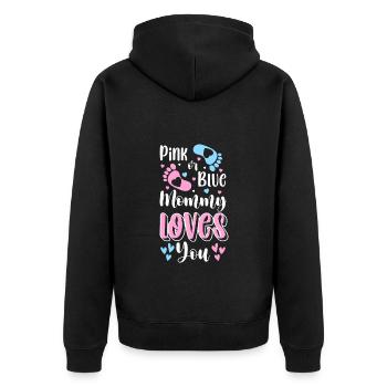 Baby bump mom mom - Unisex Premium Organic Zip Hoodie - black - Back - Nico (187cm)