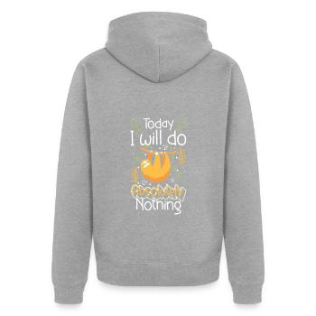 Chillen Schlafen Gemächlich Hängen - Unisex Premium Bio Zip Hoodie - Grau meliert - Hinten - Nico (187cm)