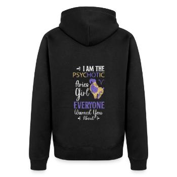 Horoskop Geburt April - Unisex Premium Bio Zip Hoodie - Schwarz - Hinten - Nico (187cm)