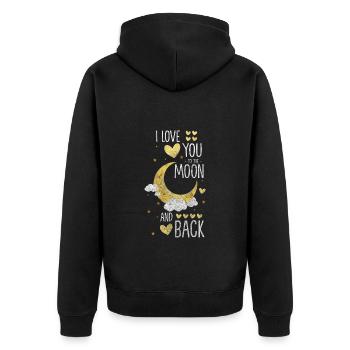 Herz Paar Freunde - Unisex Premium Bio Zip Hoodie - Schwarz - Hinten - Nico (187cm)