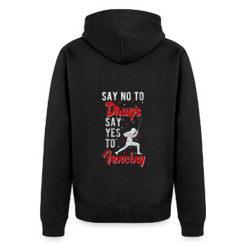 Fechten Sport Maske Florett - Unisex Premium Bio Zip Hoodie - Schwarz - Hinten - Nico (187cm)