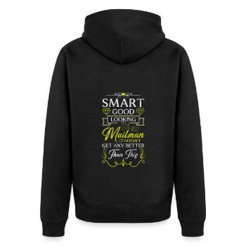 Postman Parcels Courier Letter Carrier - Unisex Premium Organic Zip Hoodie - black - Back - Nico (187cm)