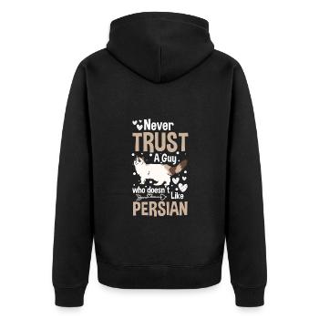 Perser Haustier - Unisex Premium Bio Zip Hoodie - Schwarz - Hinten - Nico (187cm)