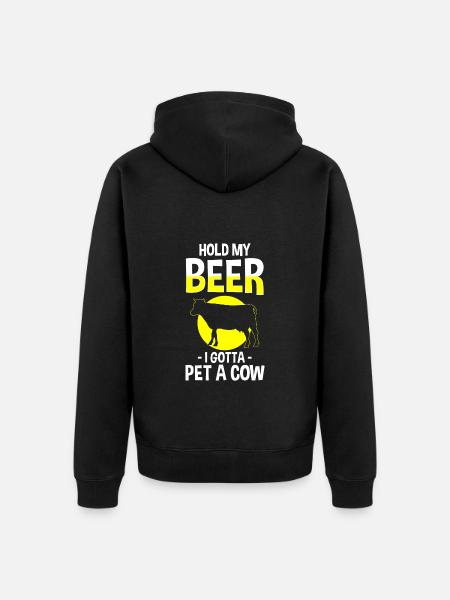 Kuh Milchbauer Tier Tierliebe - Unisex Premium Bio Zip Hoodie - Schwarz