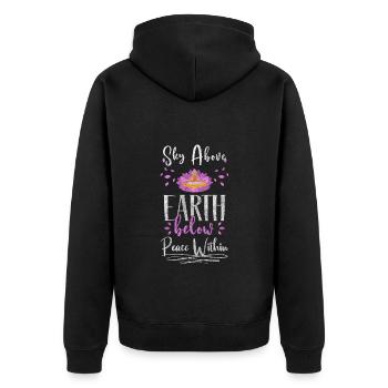 Meditation Seele Mandala - Unisex Premium Bio Zip Hoodie - Schwarz - Hinten - Nico (187cm)