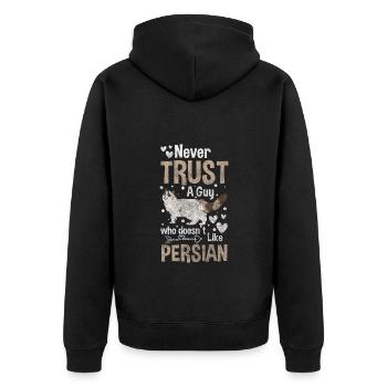 Katze Katzenmama Katzenhaare Hauskatze - Unisex Premium Bio Zip Hoodie - Schwarz - Hinten - Nico (187cm)