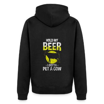Beef Stable Sweet - Unisex Premium Organic Zip Hoodie - black - Back - Nico (187cm)