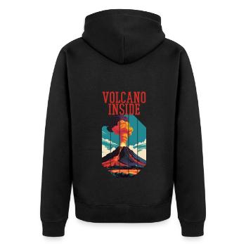 Vulkan Spruch Choleriker - Unisex Premium Bio Zip Hoodie - Schwarz - Hinten - Nico (187cm)