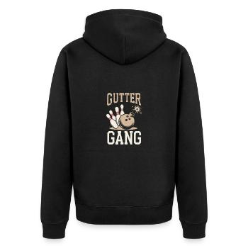 Gutter Gang Bowler Bowling - Unisex Premium Organic Zip Hoodie - black - Back - Nico (187cm)