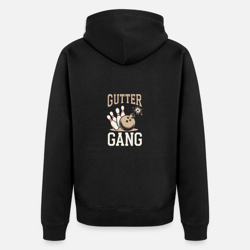 Gutter Gang Bowler Bowling - Unisex Premium Bio Zip Hoodie - Schwarz