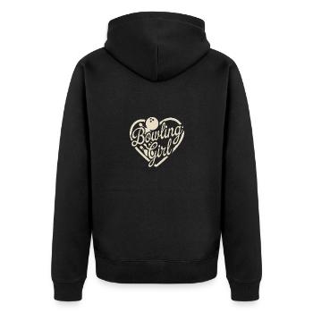Bowling Girl Bowler - Unisex Premium Bio Zip Hoodie - Schwarz - Hinten - Nico (187cm)