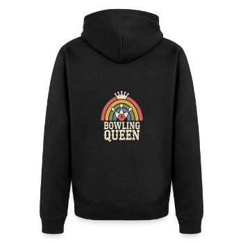 Bowler Bowling Queen - Unisex Premium Organic Zip Hoodie - black - Back - Nico (187cm)
