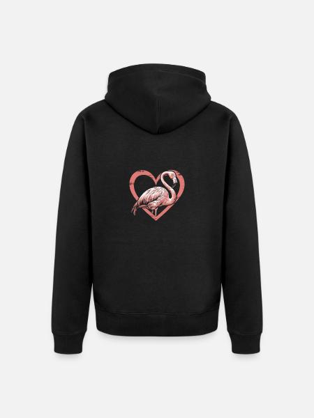 Flamingo - Unisex Premium Organic Zip Hoodie - black