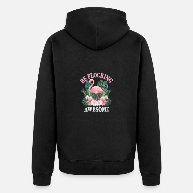 Flamingo - Unisex Premium Bio Zip Hoodie - Schwarz