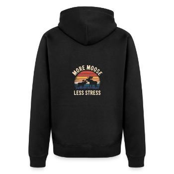 More Moose Less Stress Elch - Unisex Premium Organic Zip Hoodie - black - Back - Nico (187cm)