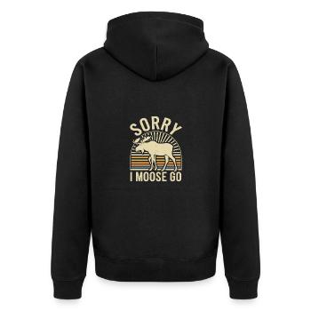 Sorry I Moose Go Elch - Unisex Premium Organic Zip Hoodie - black - Back - Nico (187cm)