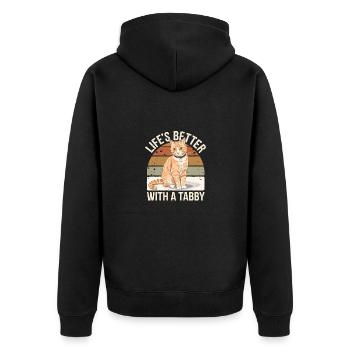 Tabby Orange Katze Katzenliebhaber - Unisex Premium Bio Zip Hoodie - Schwarz - Hinten - Nico (187cm)
