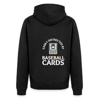 Baseball Card Collector And Baseball Memorabilia - Unisex Premium Organic Zip Hoodie - black - Back - Nico (187cm)