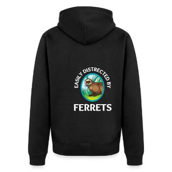 Ferret Weasel Pet Rodent Animal Vateranian - Unisex Premium Bio Zip Hoodie - Schwarz - Hinten - Nico (187cm)