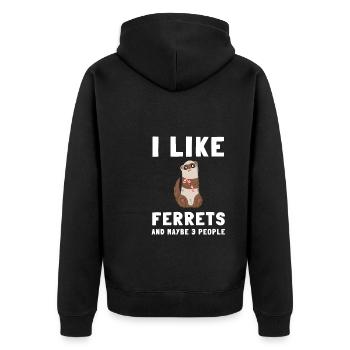 Ferret Weasel Pet Rodent Animal Vateranian - Unisex Premium Bio Zip Hoodie - Schwarz - Hinten - Nico (187cm)