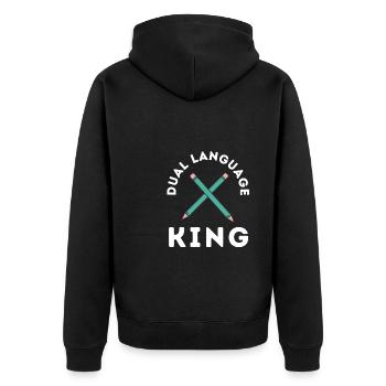 Dual Language Team Bilingual Teacher School Tutor - Unisex Premium Bio Zip Hoodie - Schwarz - Hinten - Nico (187cm)