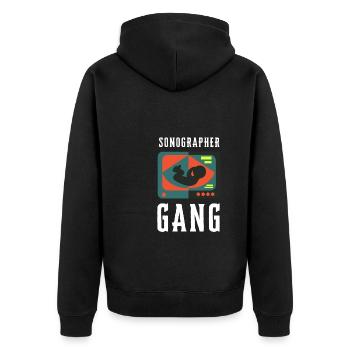 Sonographer Ultrasound Echography Sonography - Unisex Premium Bio Zip Hoodie - Schwarz - Hinten - Nico (187cm)