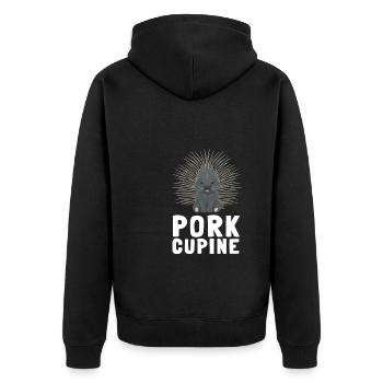 Porcupine Pig Hedgehog Rodent Hystricidae - Unisex Premium Bio Zip Hoodie - Schwarz - Hinten - Nico (187cm)