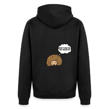 Porcupine Pig Hedgehog Rodent Hystricidae - Unisex Premium Bio Zip Hoodie - Schwarz - Hinten - Nico (187cm)